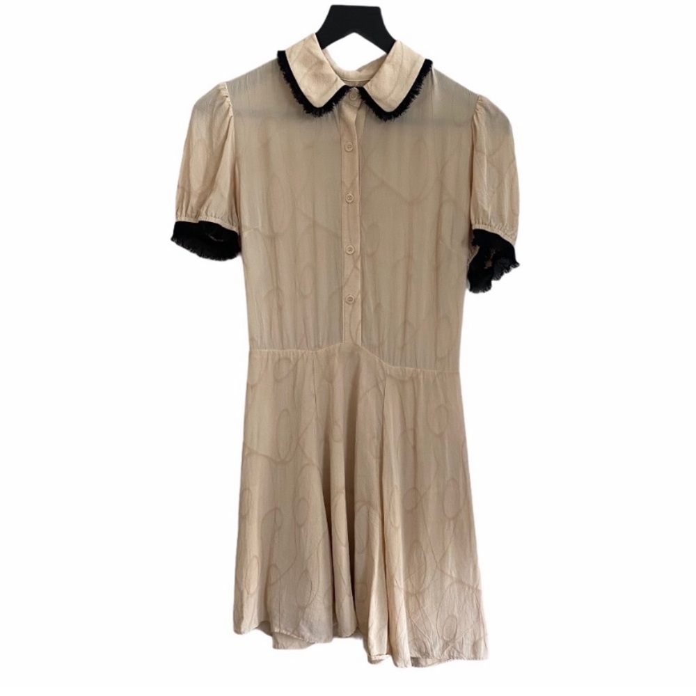 Reformation McKendrie Nude Mini Shirtdress